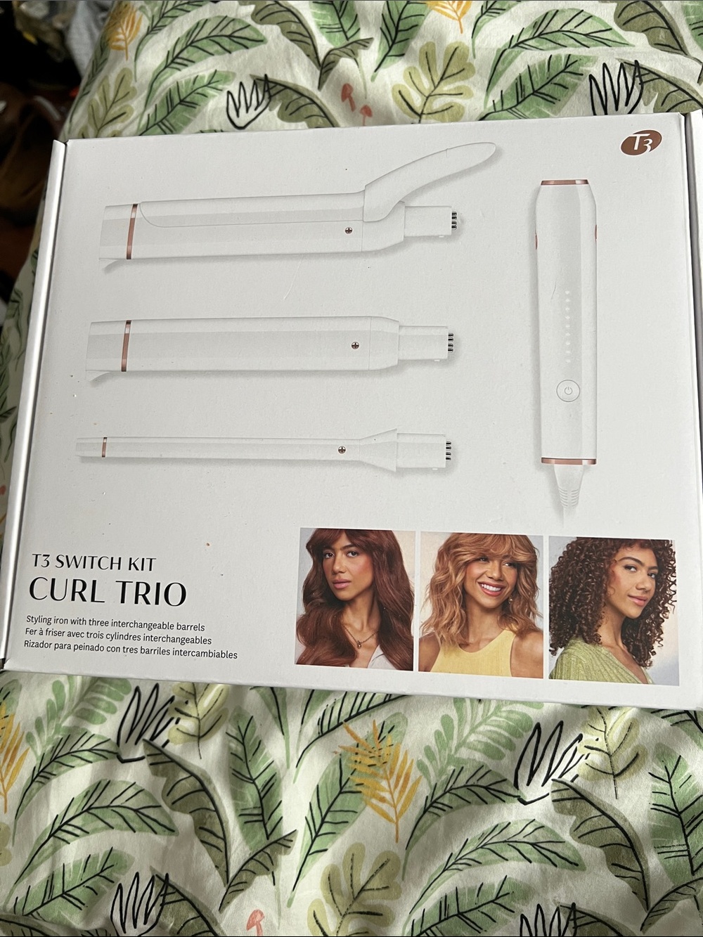 T3 Curl Trio Interchangeable Barrel Set in White with Rose Gold Accents